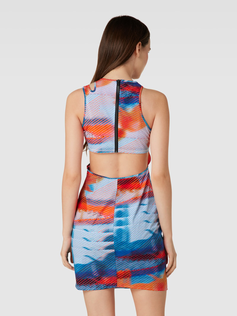 Minikleid mit Allover-Muster in aqua blau