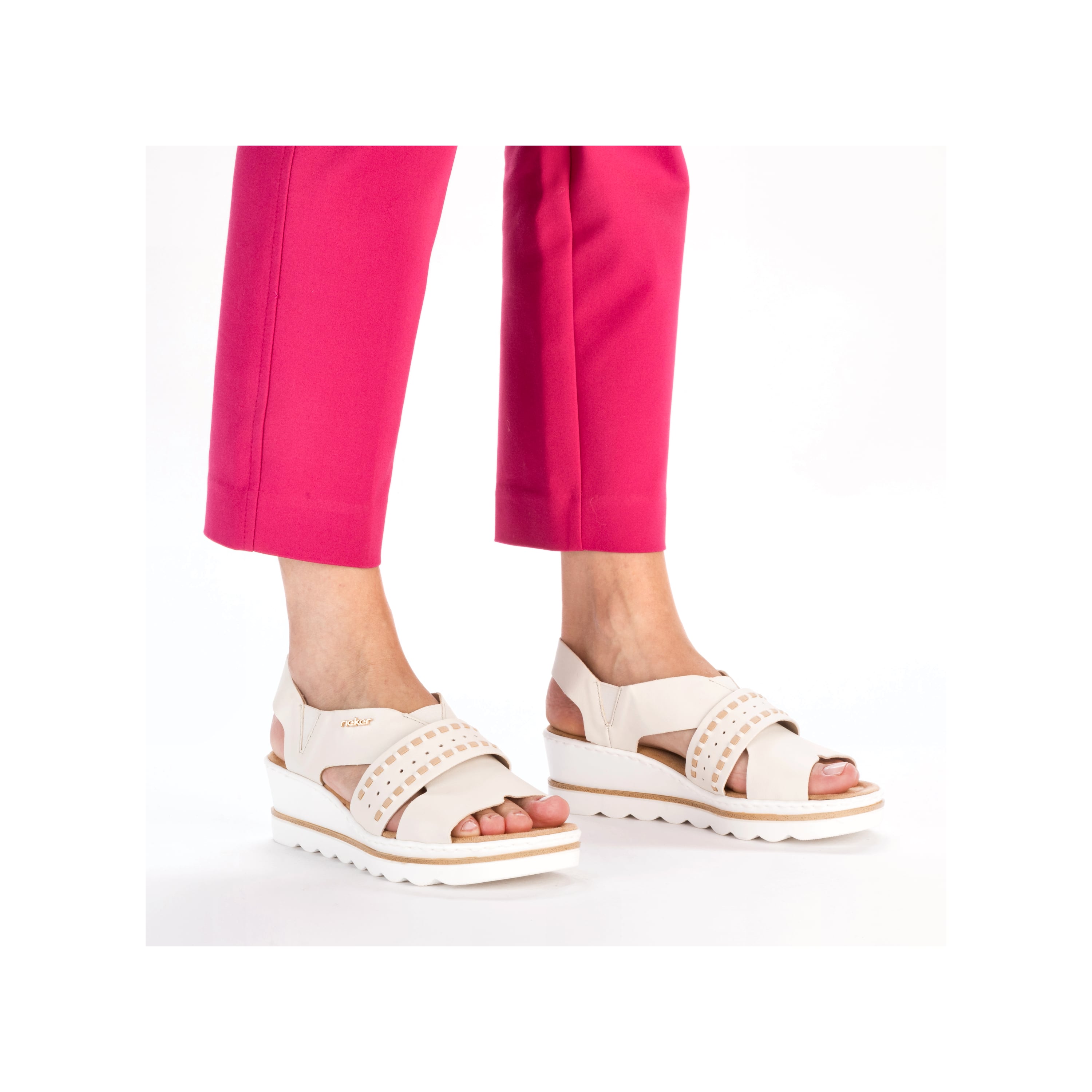 Rieker Damen Keilsandaletten hellbeige