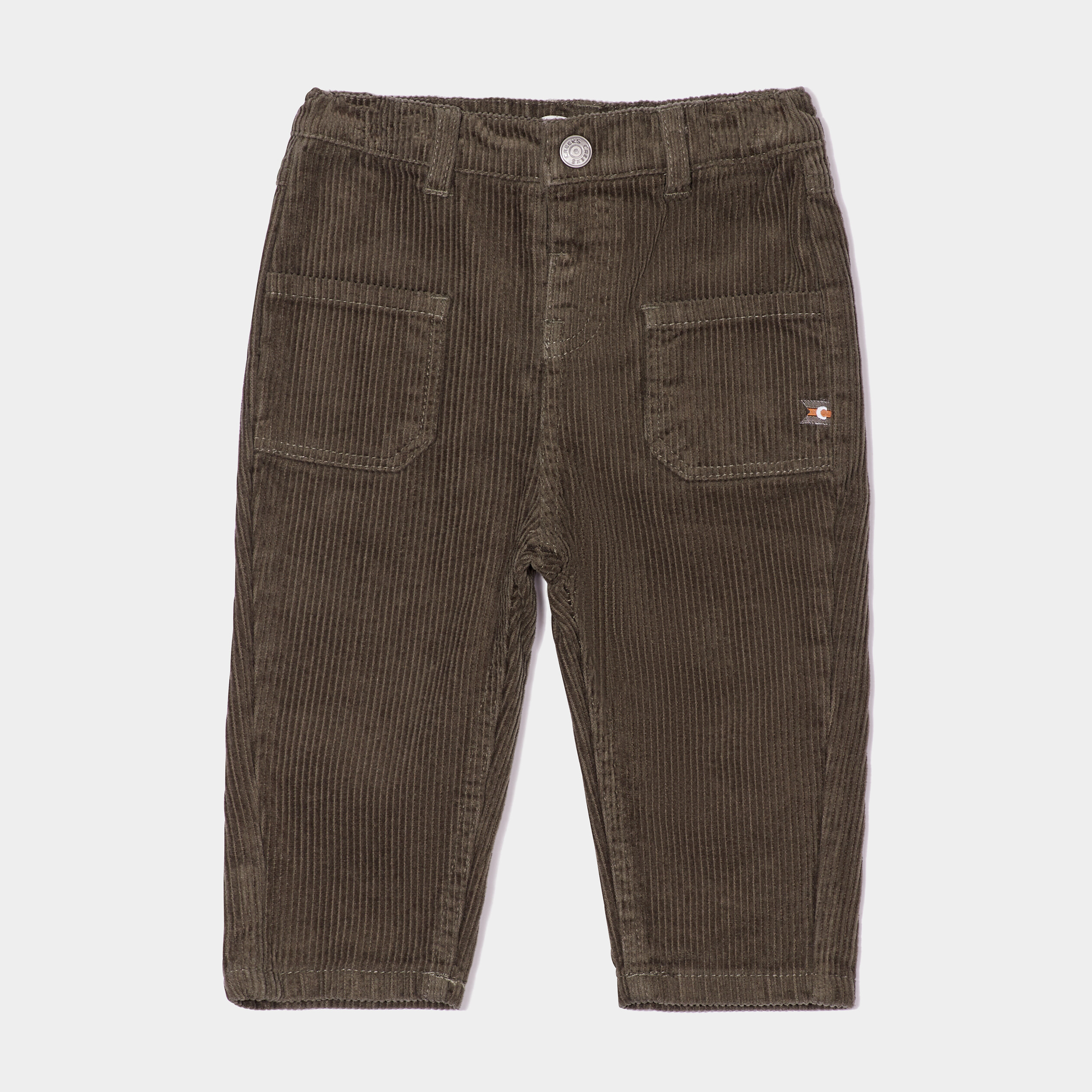 Pantalon droit velours côtelé vert kaki bébé garçon | La Halle