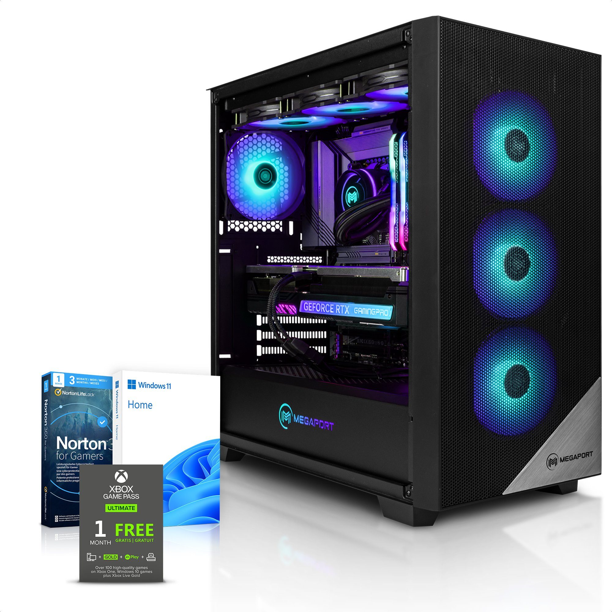 Megaport Gaming-PC (Intel Intel Core i9-12900F 12900F, GeForce RTX 4080 16GB, 32 GB RAM, 2000 GB SSD, Wasserkühlung, Windows 11, WLAN)