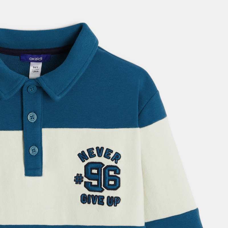 Sweat-shirt col polo bleu garçon