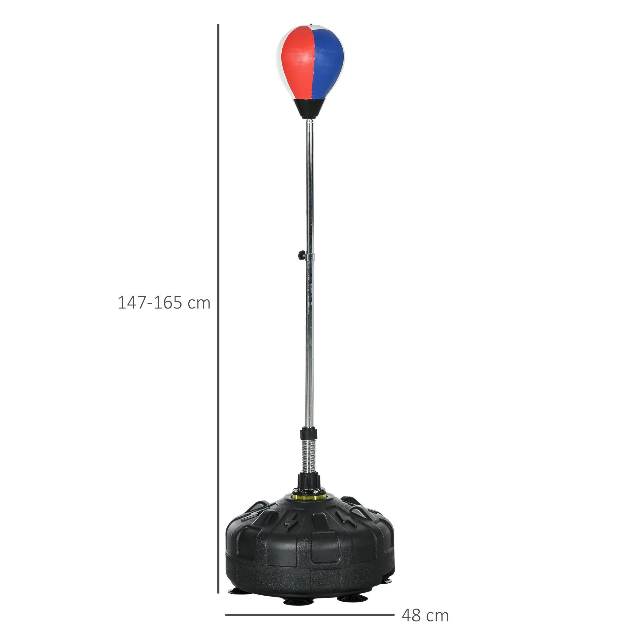 SPORTNOW Punchingball Boxball 147-165 cm höhenverstellbarer Standbox-Trainer (Standboxball, 1-tlg., Speedball), für Training, Übung, Schwarz