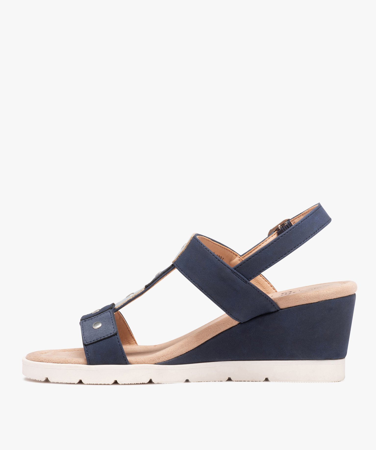 Sandales compensées femme confort en suédine bleu | GEMO