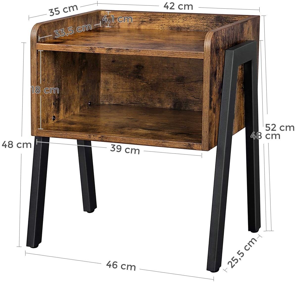 Songmics Nachttisch, Retro Rustikale Holzoptik