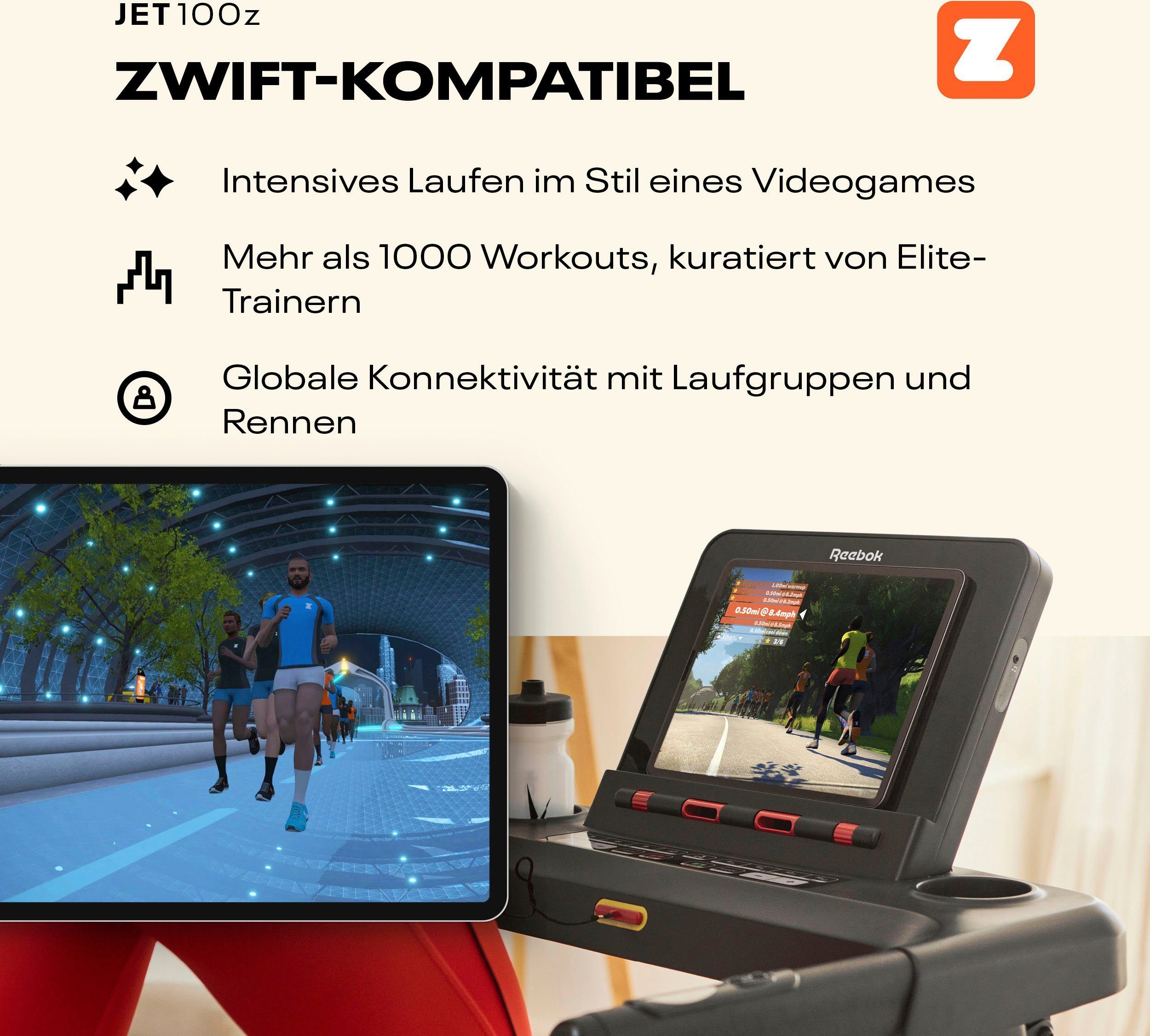 Reebok Laufband Jet 100z, mit LED-Display und eingebauten Handpulssensoren