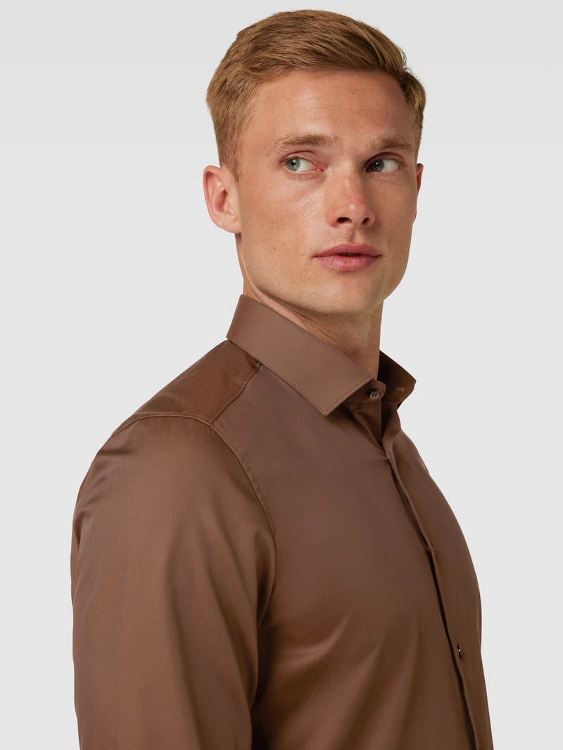 Body Fit Business-Hemd mit Kentkragen Modell 'Modern Kent' in cognac