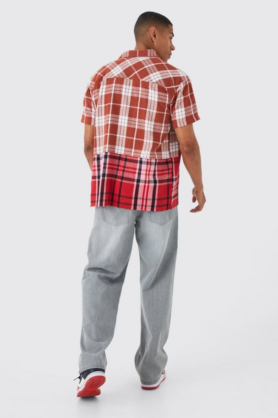 Oversize Karohemd mit gespleißtem Saum
