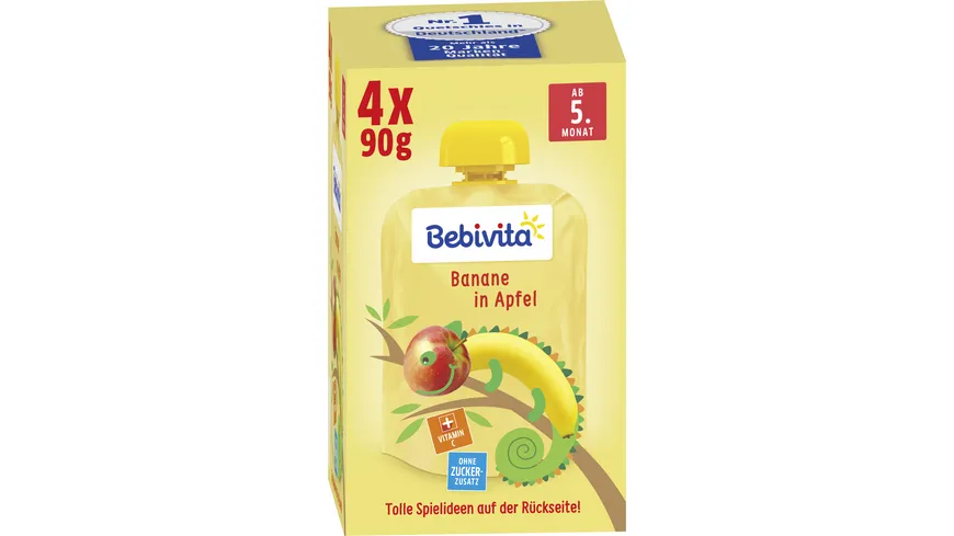 Bebivita Baby Quetschbeutel Banane in Apfel 360 g