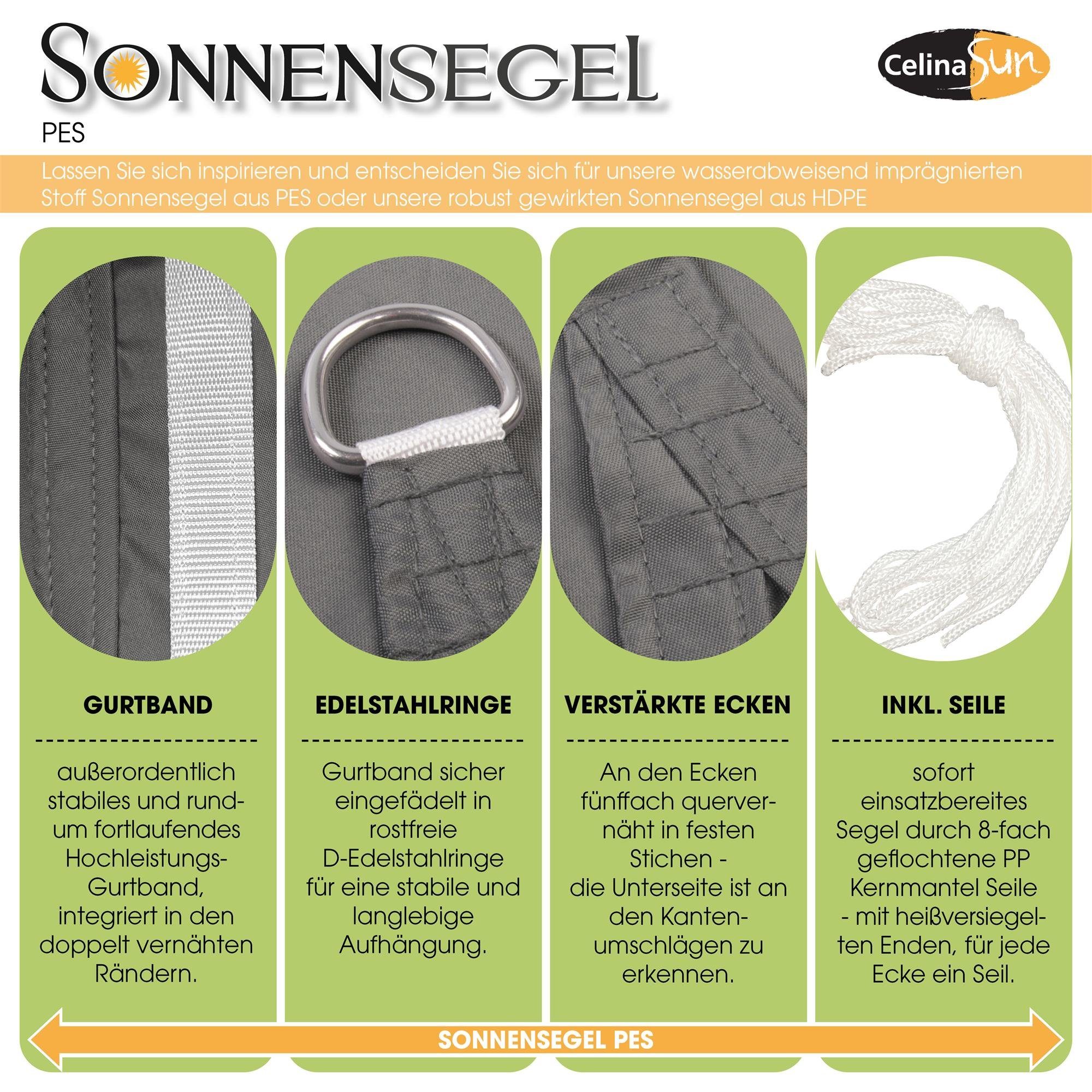 CelinaSun Sonnensegel Sonnenschutz Tarp PES wasserabweisend Dreieck 2,5x2,5x3,5m weiß