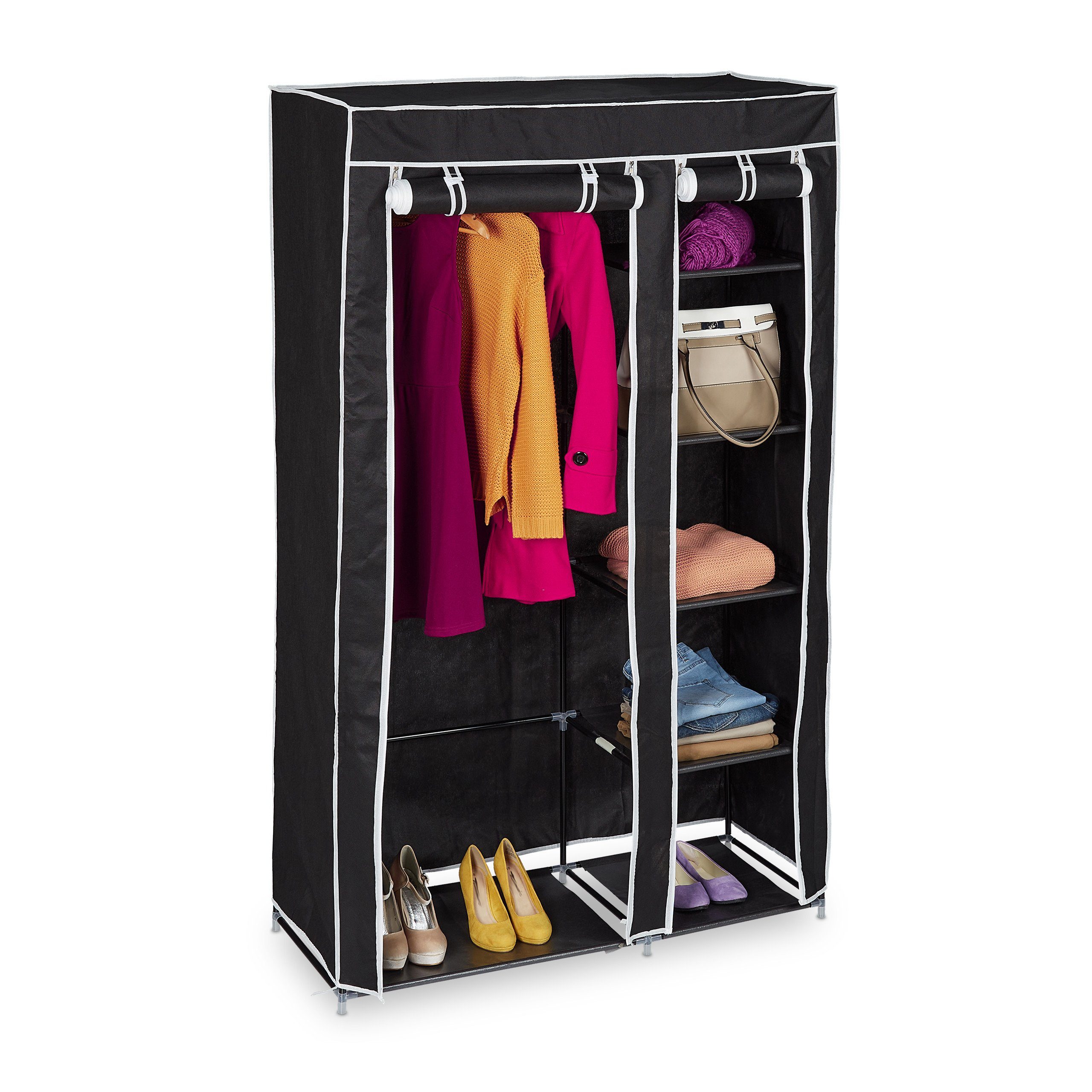 relaxdays Stoffschrank 1 x Stoffschrank schwarz