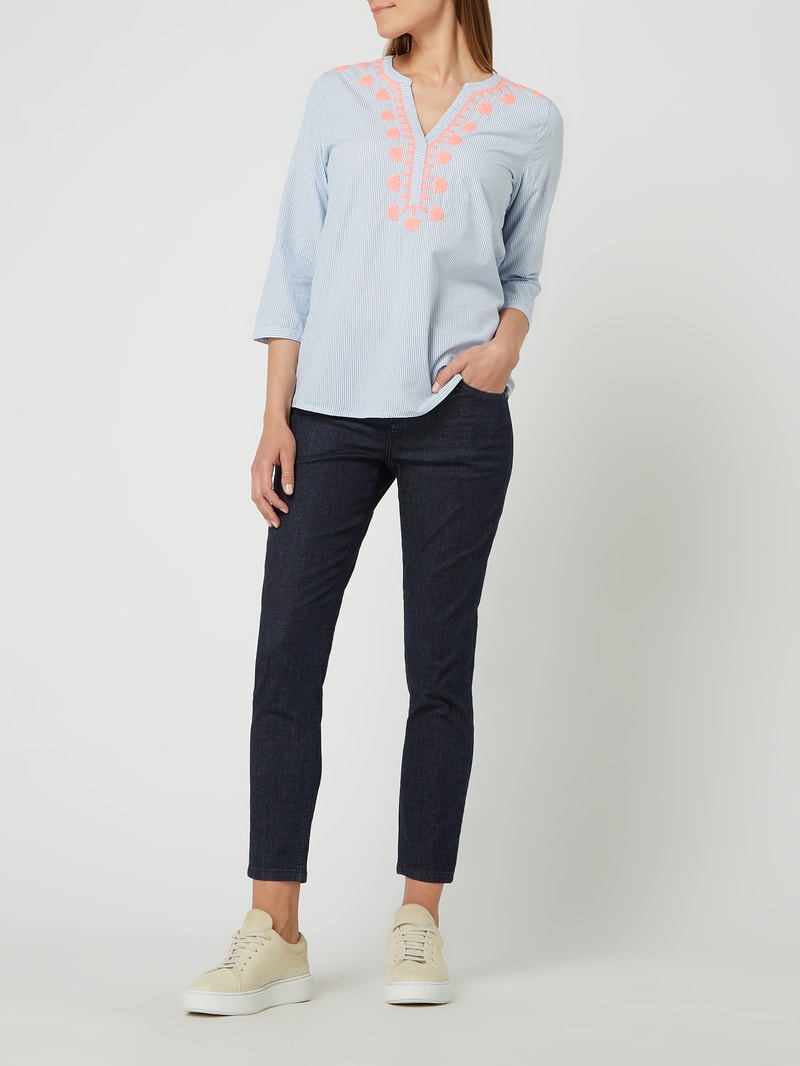 Cropped Jeans mit Stretch-Anteil Modell 'Ornella' in dunkelblau