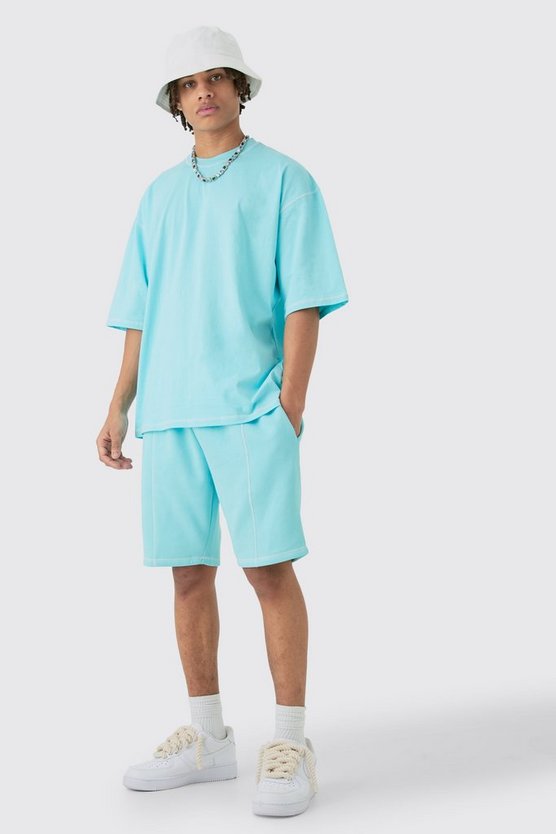 Oversize T-Shirt mit Kontrast-Naht & Shorts