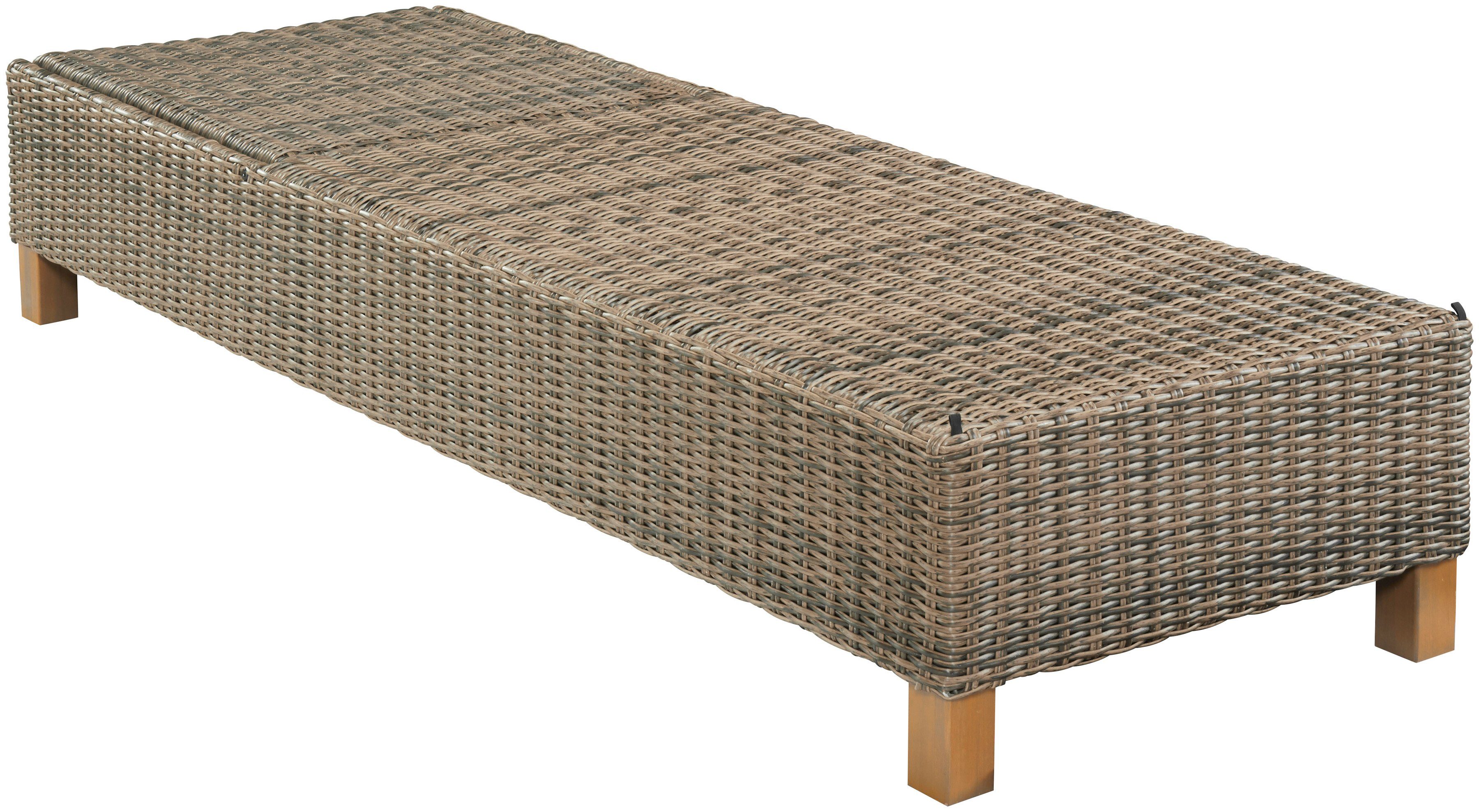 MERXX Gartenliege Toskana, Polyrattan/Akazie, inkl. Auflage