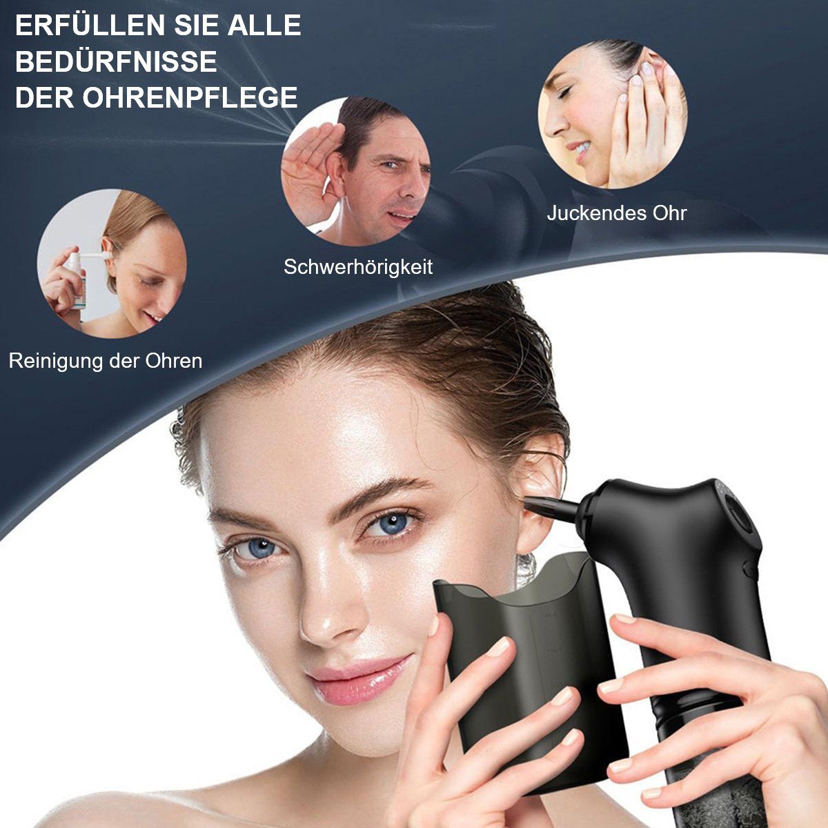 götäzer Ohrenreiniger Motorisierter Ohrreiniger mit 4 Moduseinstellungen., 1-tlg., Stabiles, wasserdichtes Ohrenspülsystem. USB-aufladbar. Für Zuhause