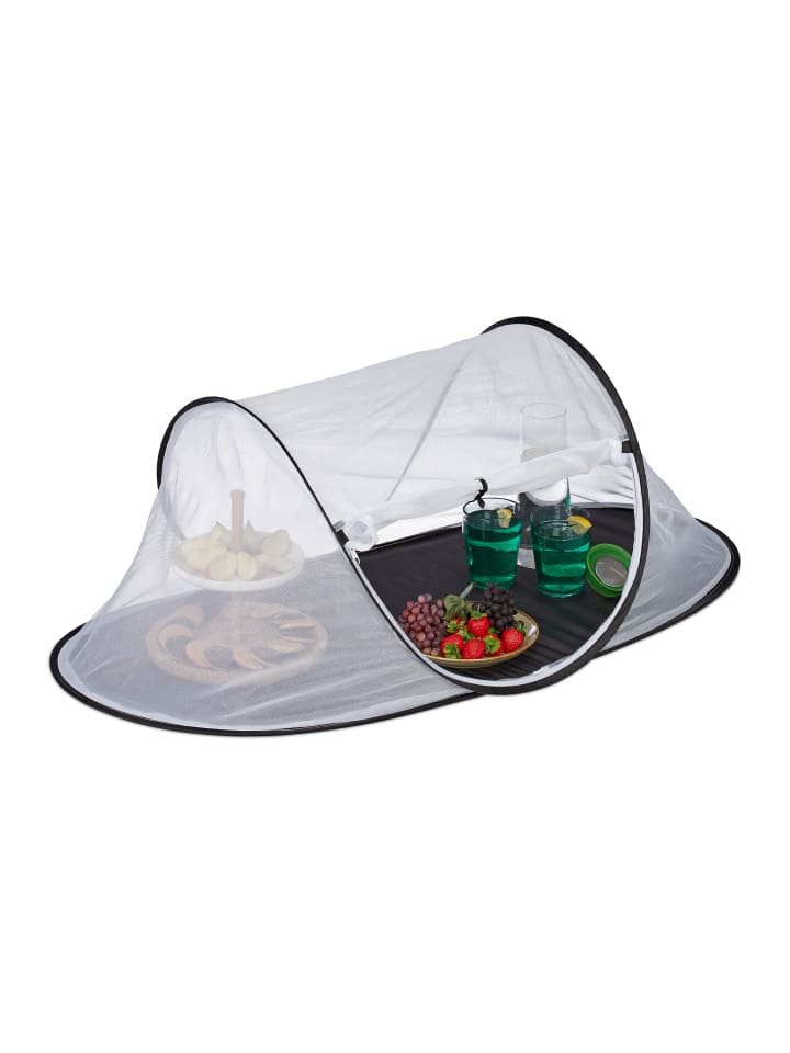 relaxdays Fliegenhaube in Weiß/Schwarz - (B)107 x (H)40 x (T)25,5 cm günstig kaufen onesize