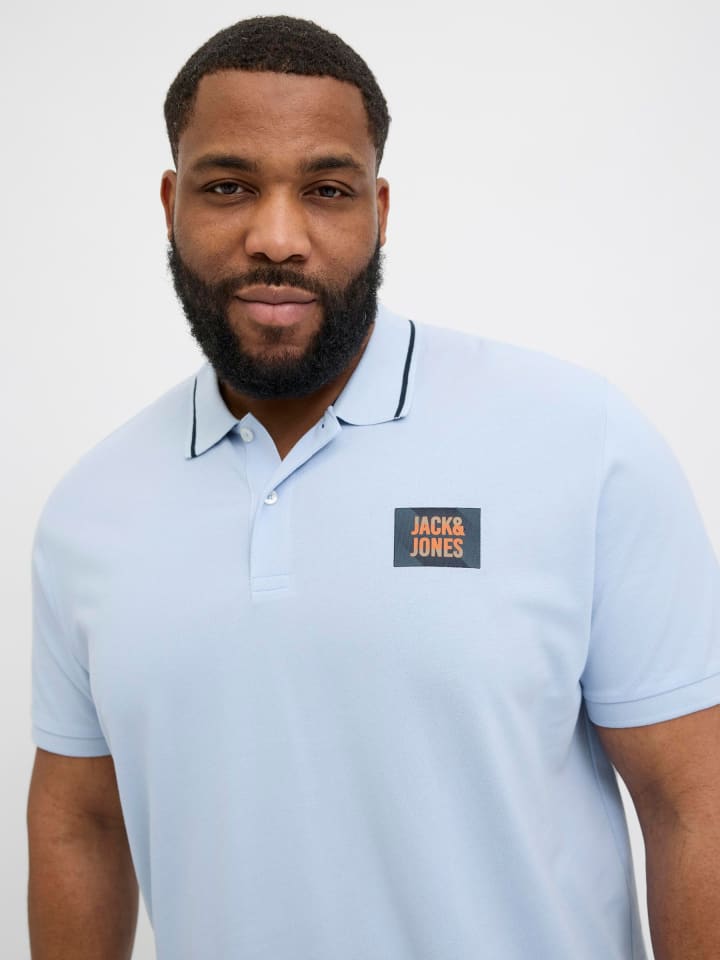 JACK & JONES PLUS Poloshirt in Chambray Blue günstig kaufen