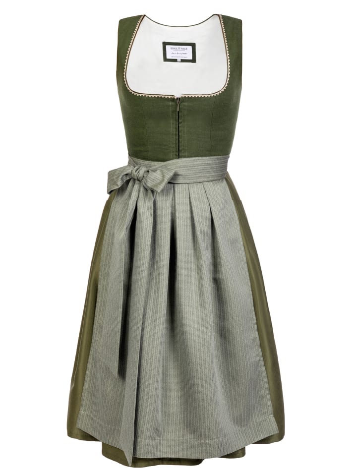 Edelnice Midi Dirndl Anni Leinen in grün günstig kaufen