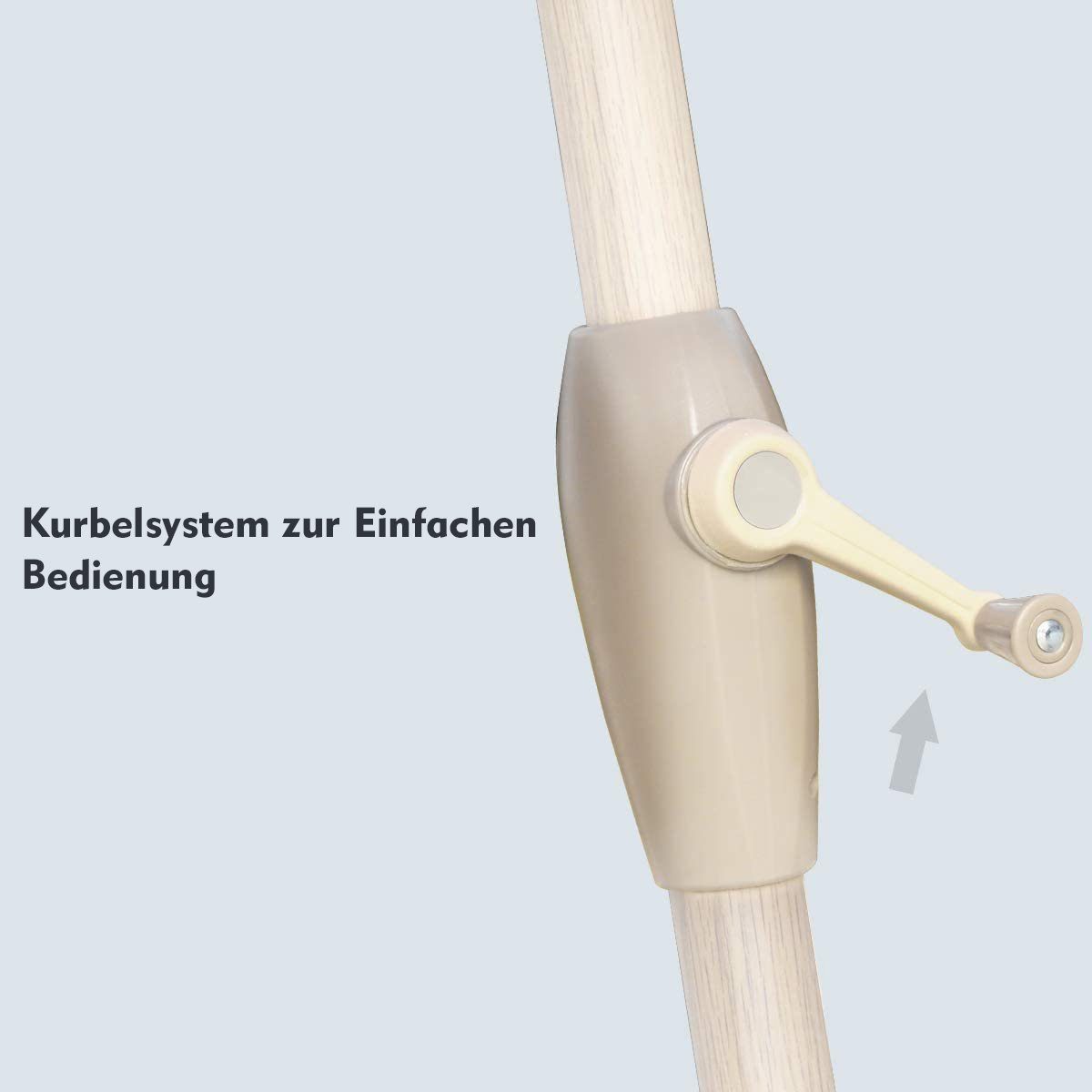 Sekey Sonnenschirm 270 cm Aluminium Balkonschirm mit Kurbel, in Holzoptik