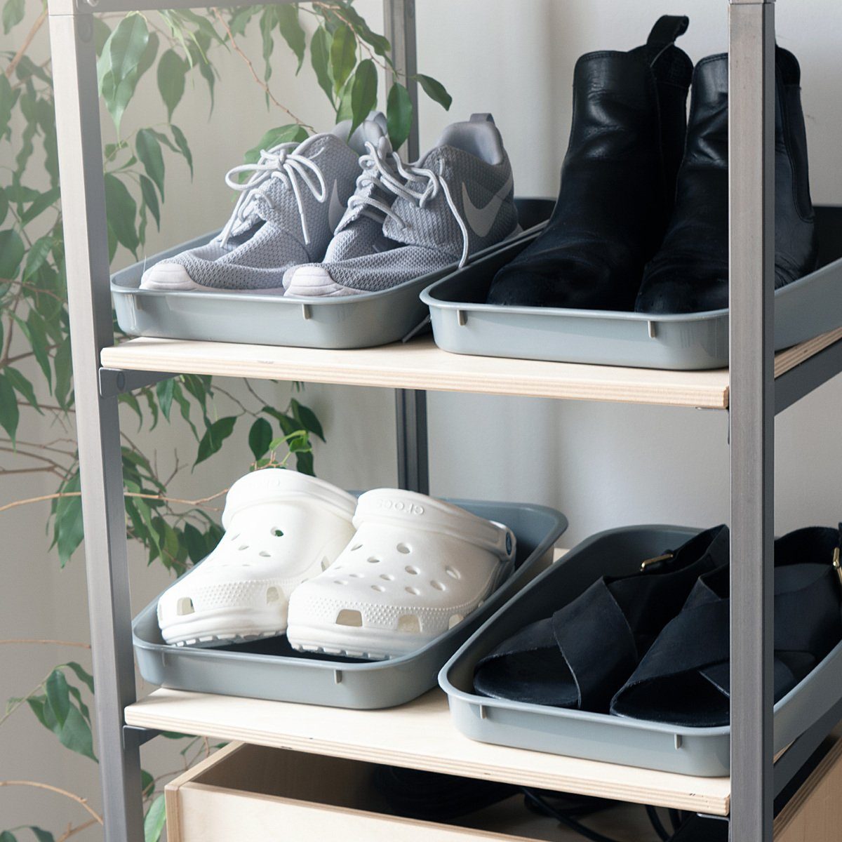 Navaris Schuhabtropfschale Schuhablage Set, 6-teilig, stapelbar, für Garderobe/Schuhregal