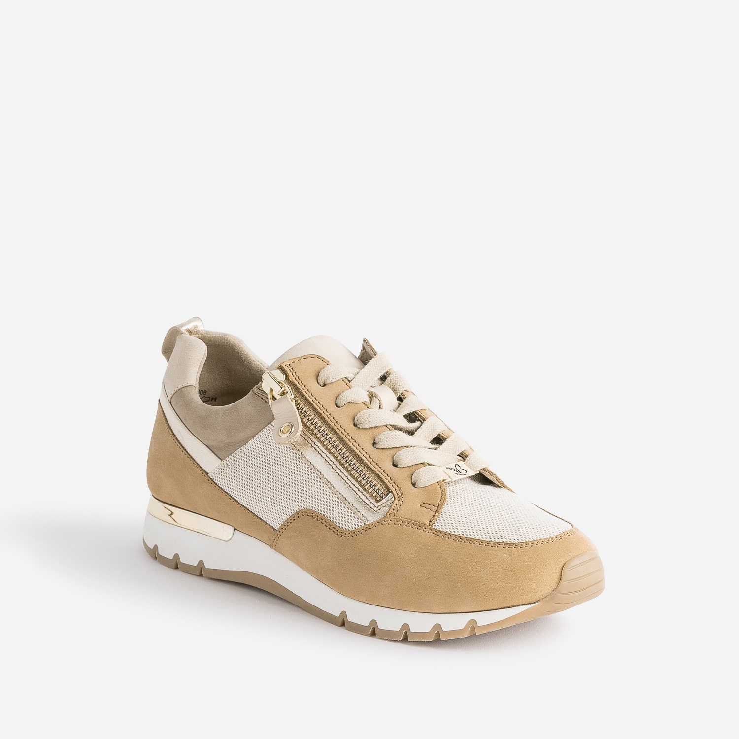 Tennis CAPRICE camel et textile pailleté