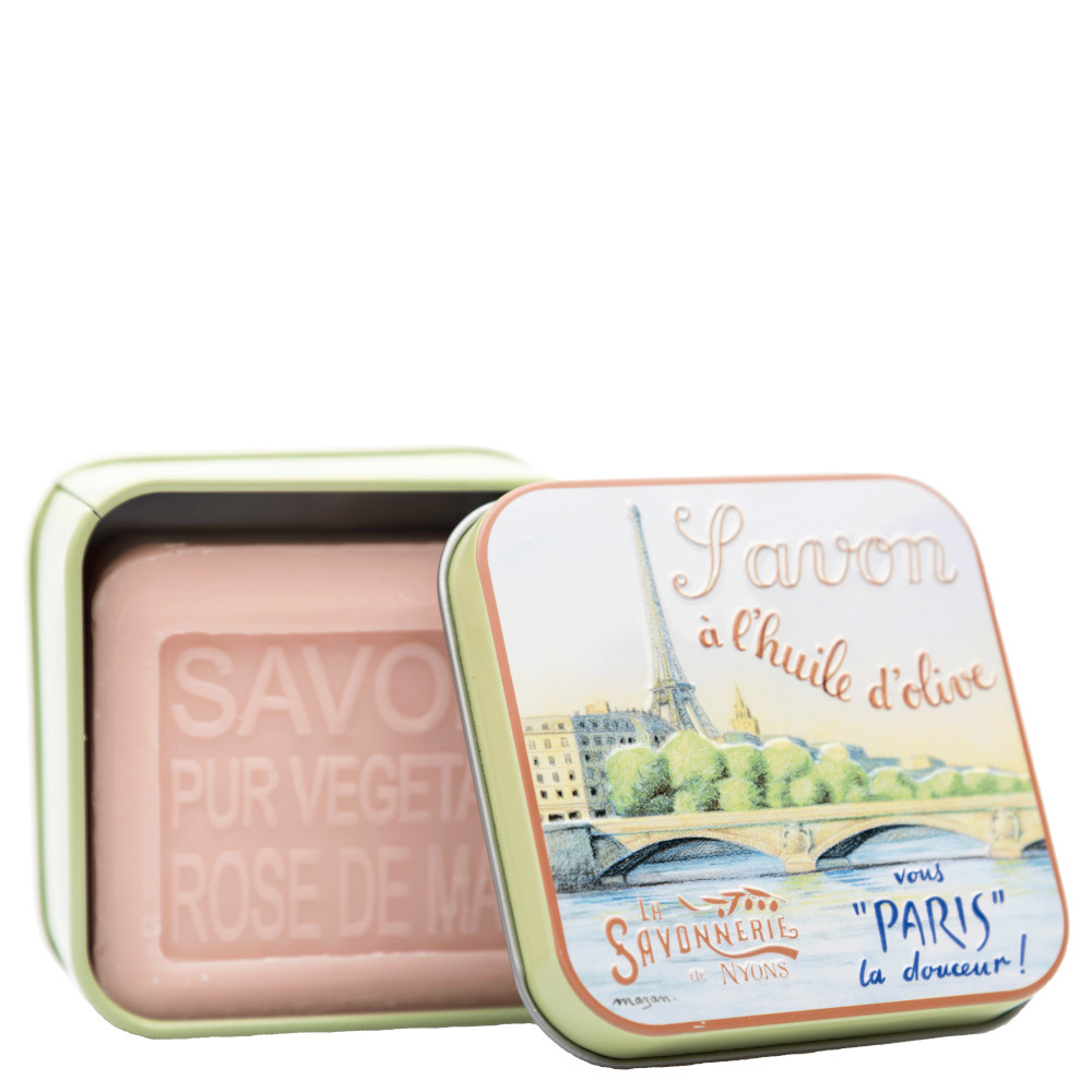 La savonnerie de nyons Savon 100g Rose de Mai et Boîte Métal La Seine Savon