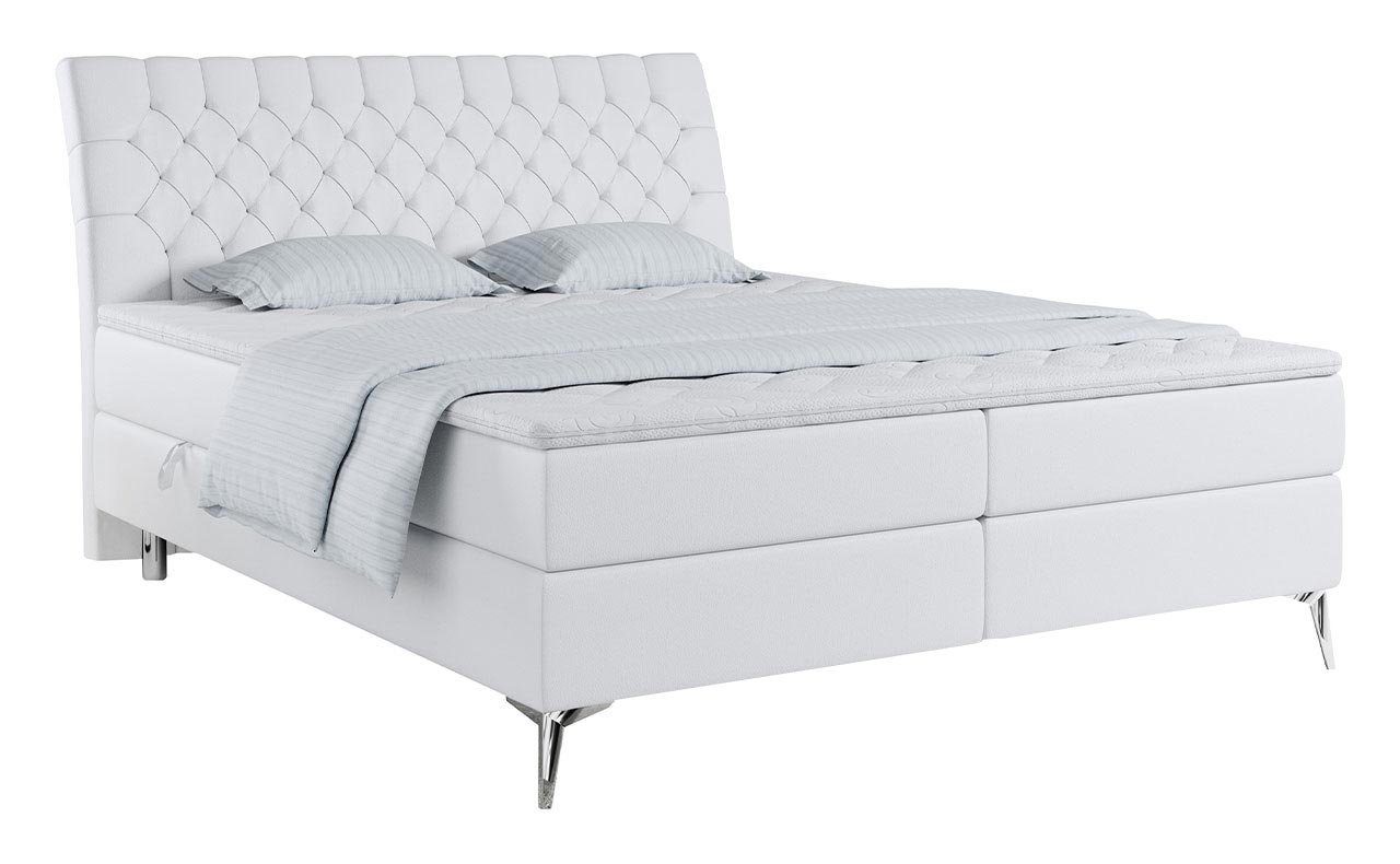 MKS MÖBEL Boxspringbett MILEN, Polsterbett mit Multipocket-Matratze und Topper