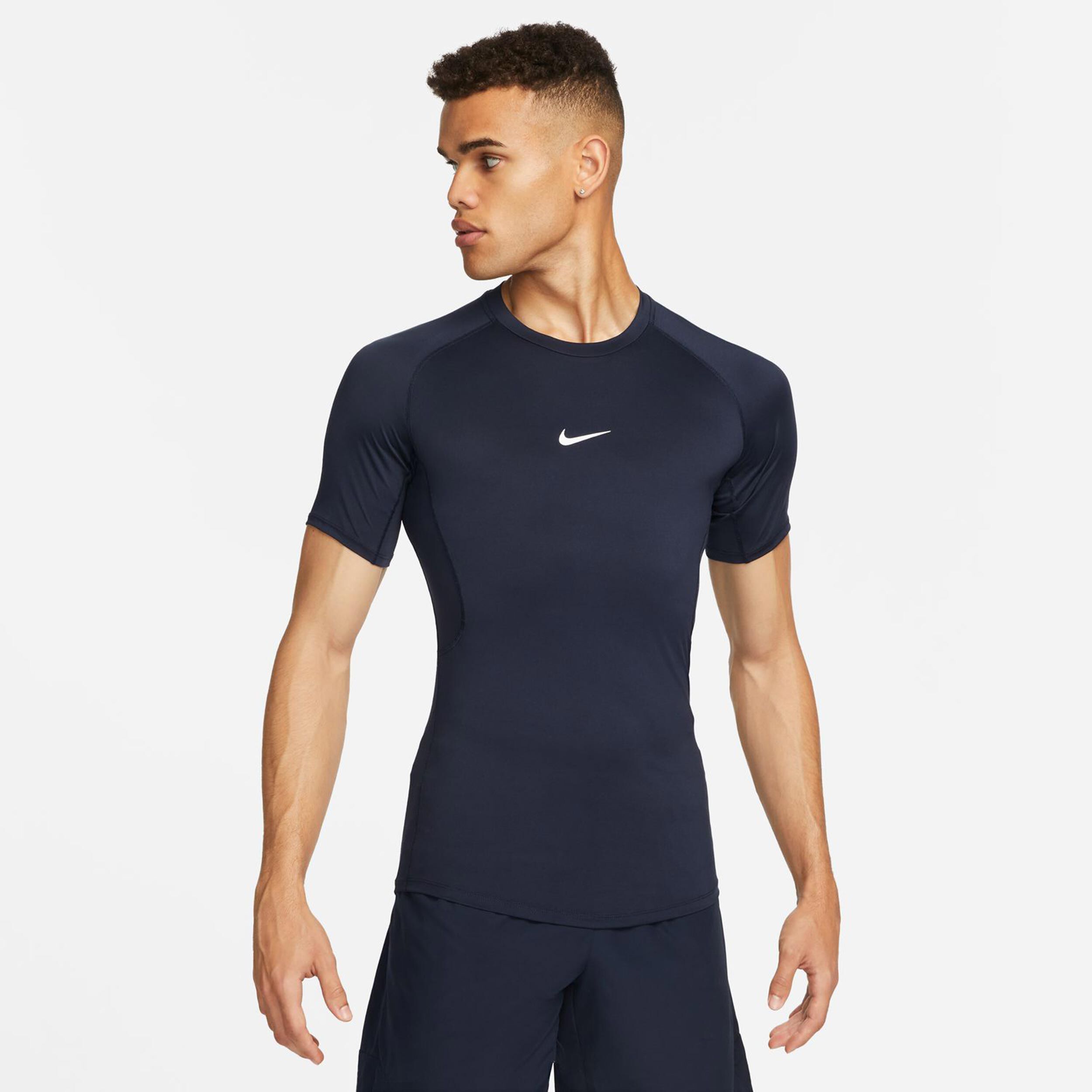 Dri-Fit Pro Tight Fitness T-Shirt Herren - Dunkelblau, Weiß