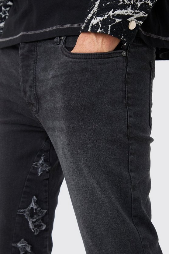 Skinny Stretch Jeans mit Applikation
