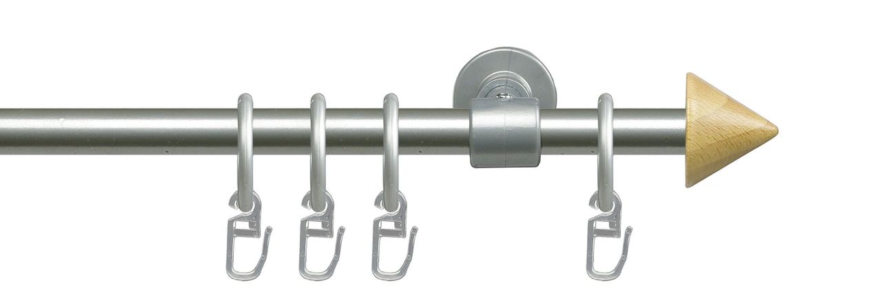 Bella Casa Stilgarnitur Gardinenstange Kegel 16 mm Ø, 200 cm, silbermatt-natur
