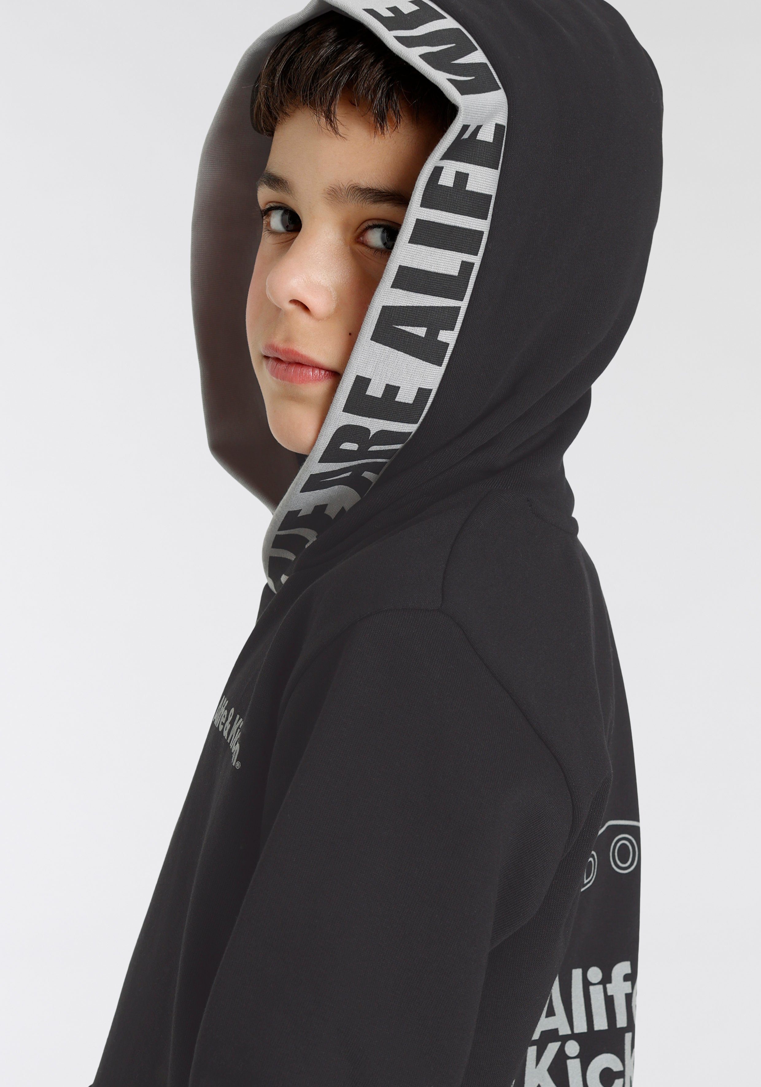 Alife & Kickin Kapuzensweatshirt Rückenprint und beschrifteten Bündchen, NEUE MARKE!