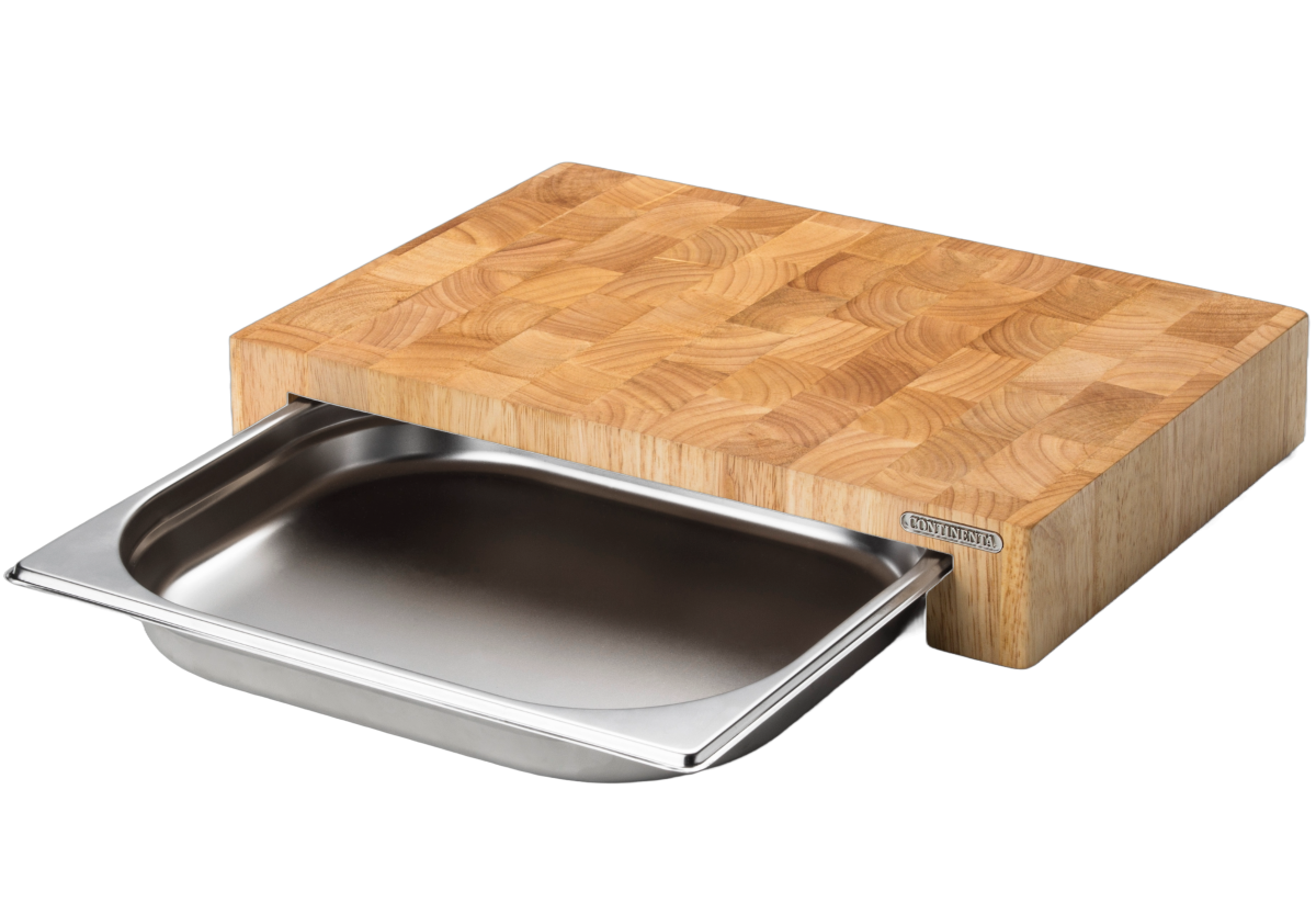 Continenta Stirnholz Schneidebrett mit Schublade 39 x 27 cm