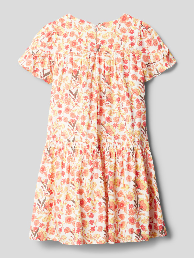 Midikleid aus Viskose mit floralem Muster in apricot