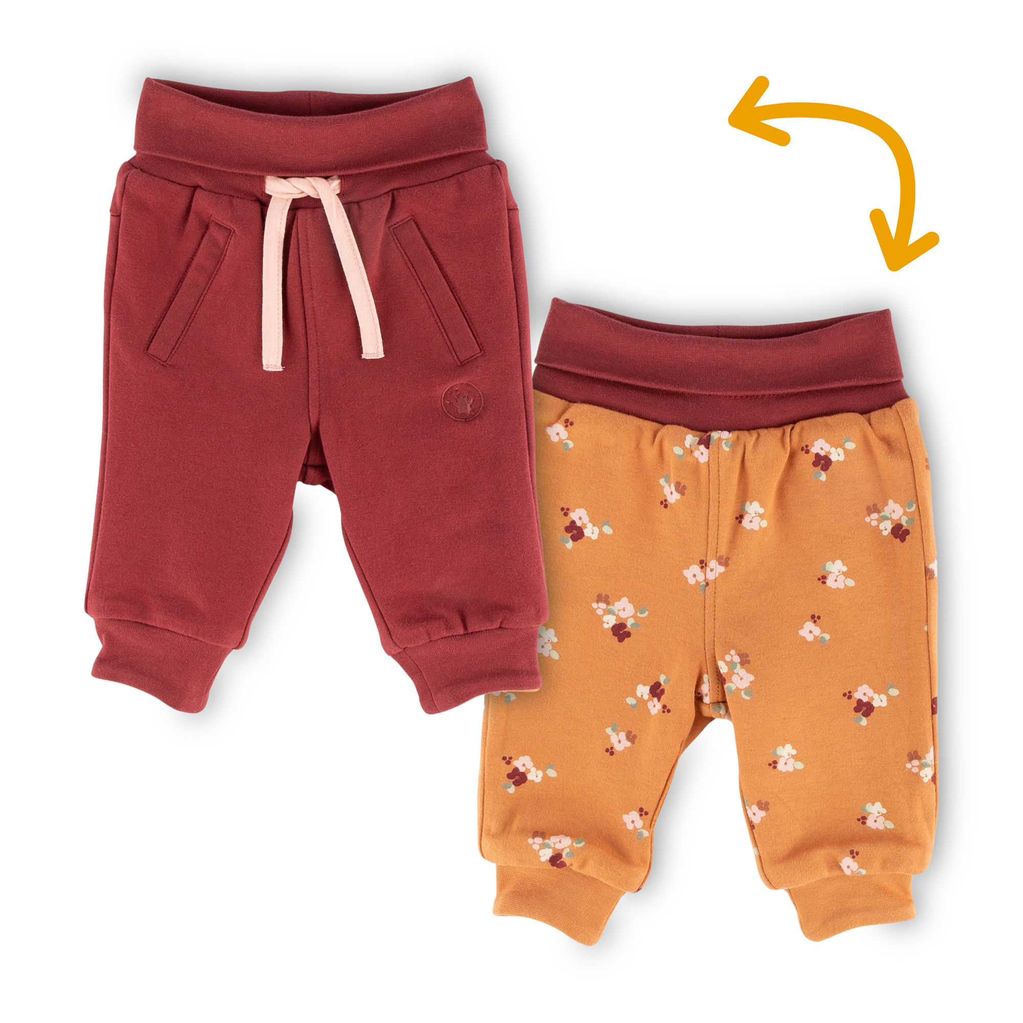 Baby Wendehose, Blümchen Print und dunkelrot