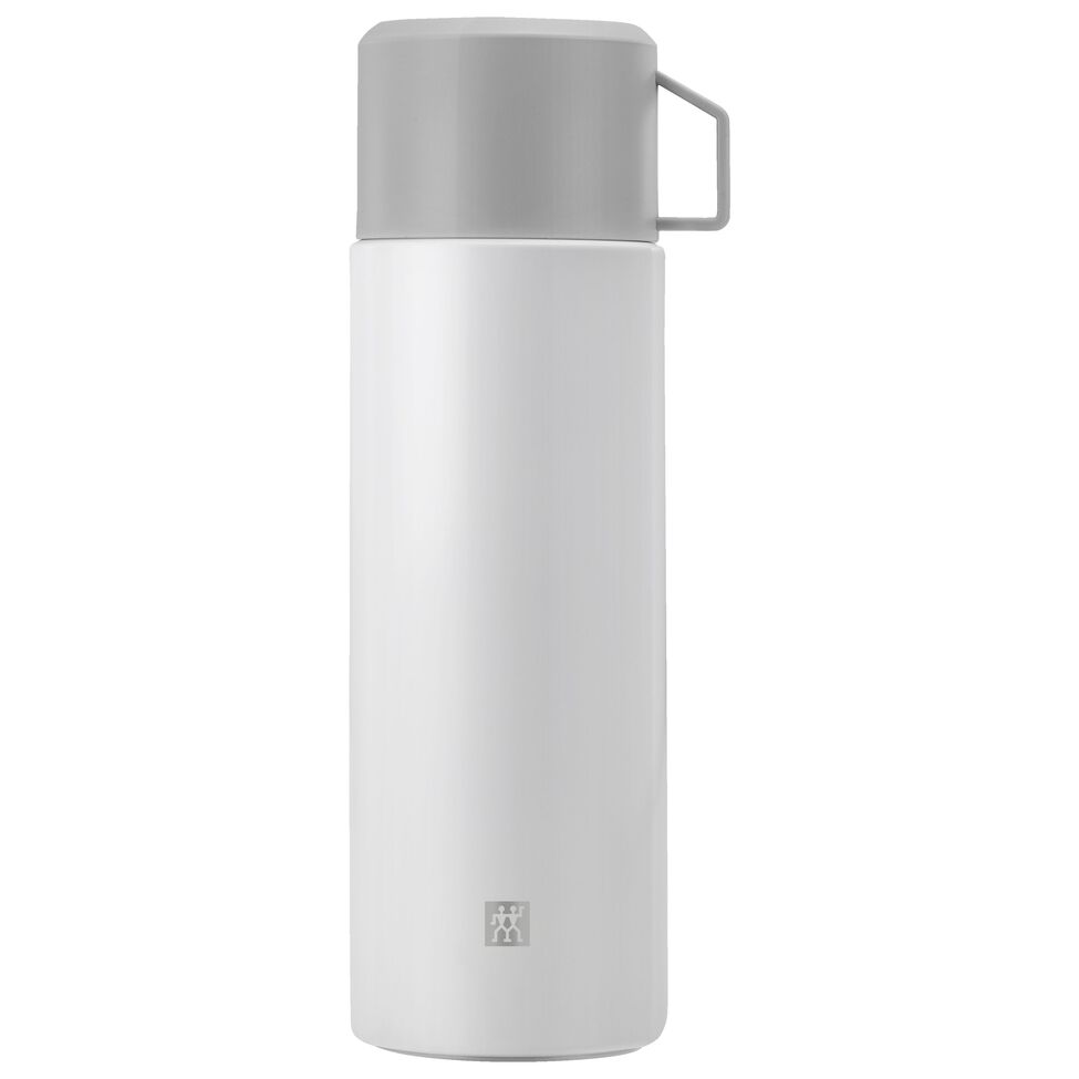Isolierflasche, 1 l, Edelstahl, Weiß-grau