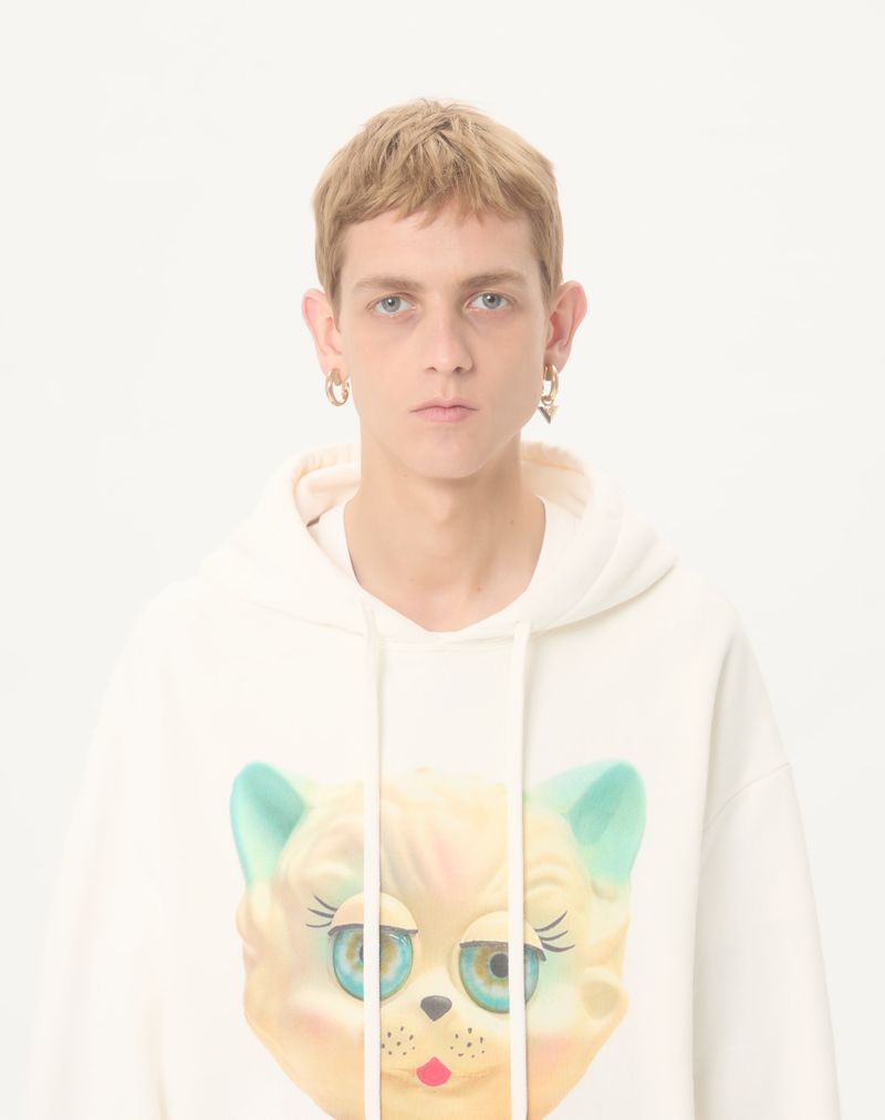 Moletom com capuz de algodão Valentino com estampa Le Chat De La Maison
