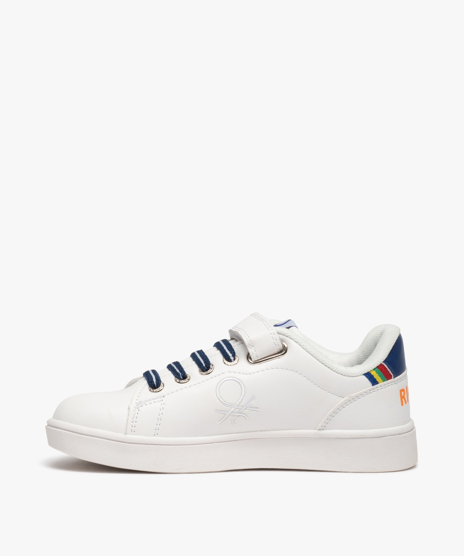 Baskets Garçon à lacets élastiques et scratch - Benetton blanc | GEMO