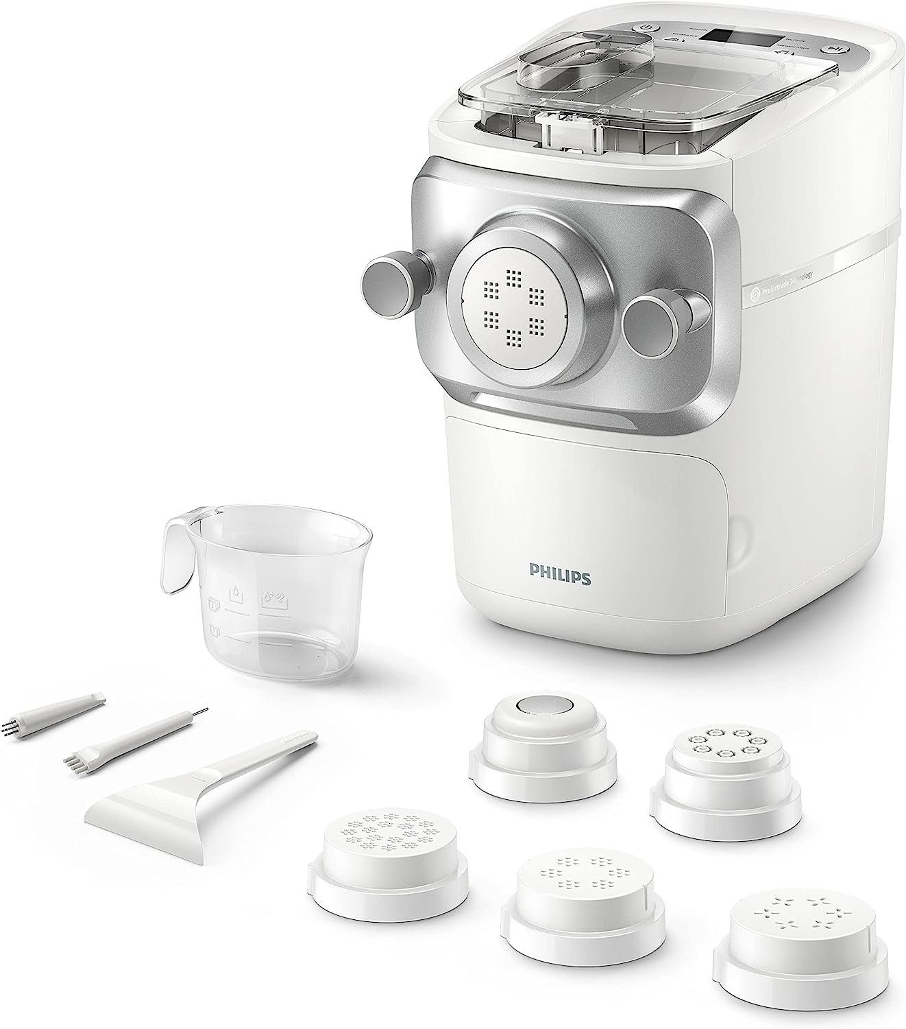 Philips Nudelmaschine Serie 7000,Weiß,Nudelmaschine,Elektrisch,Nudel Maschine,Pastamaker, 200,00 W, Pasta Maschine,Nudel herstellen,mit Formscheiben,Nudelmaschinen