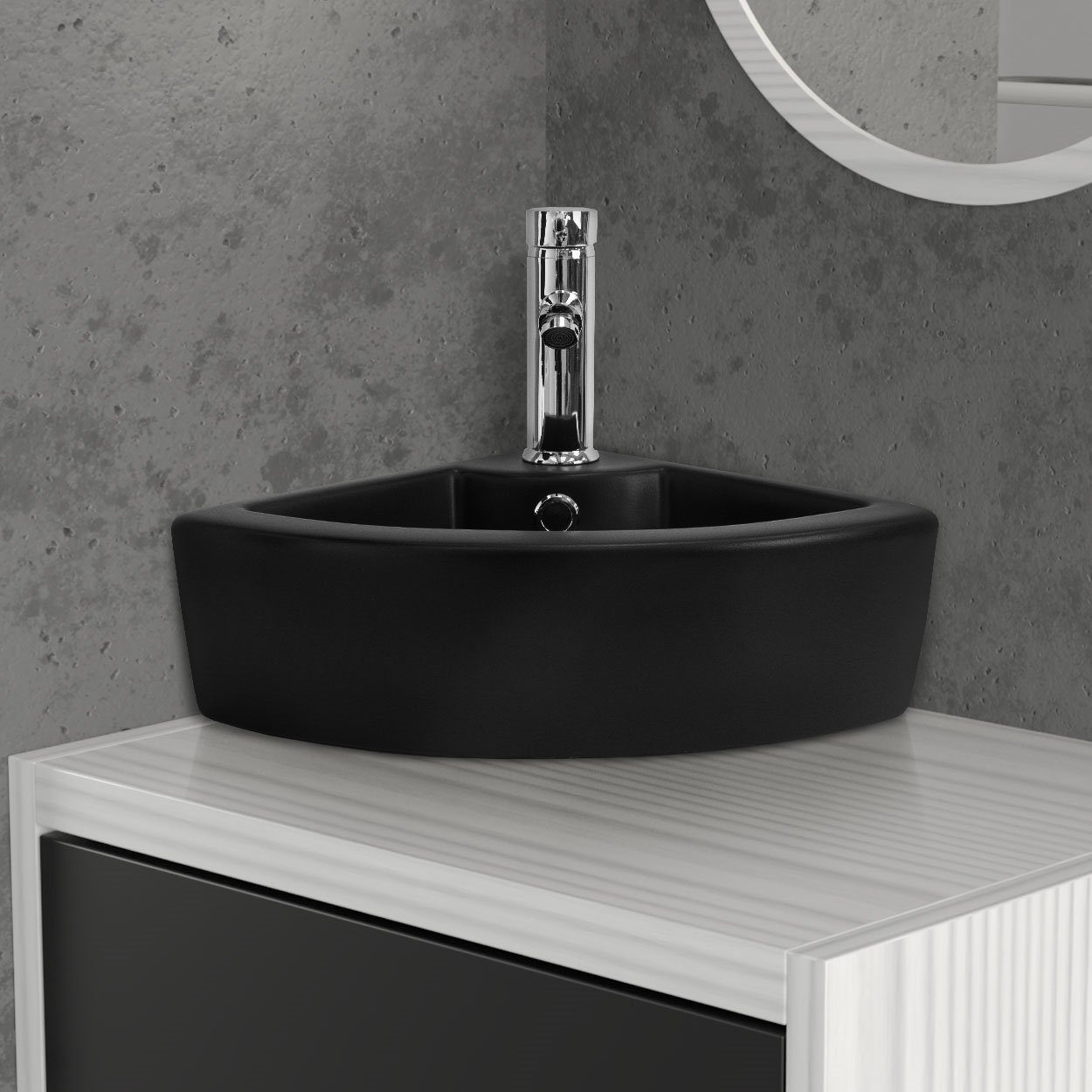 ML-DESIGN Waschbecken Waschbecken inkl. Ablaufagarnitur mit Überlauf 46x33x13 cm Schwarz