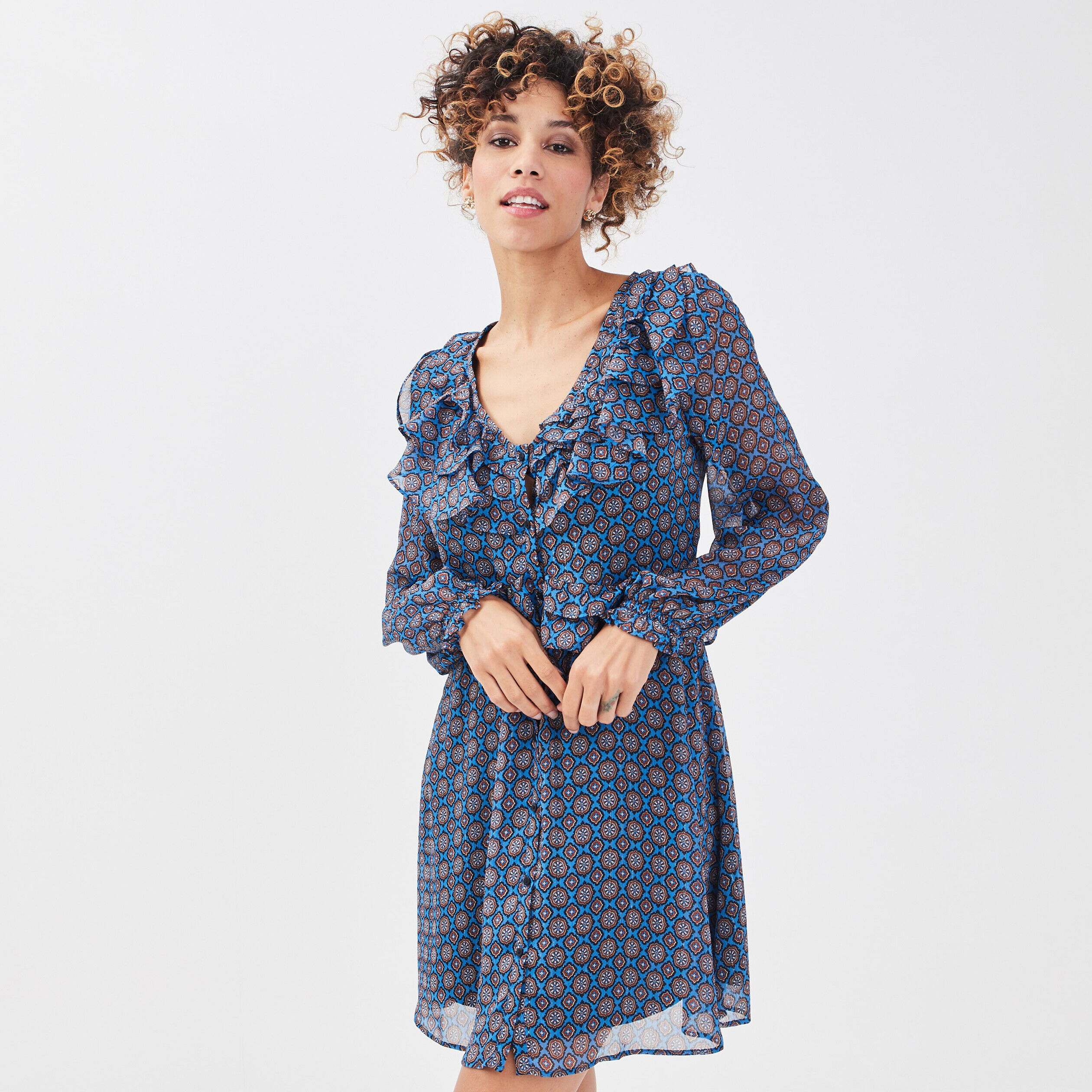 Robe manches longues bleu femme | Cache Cache