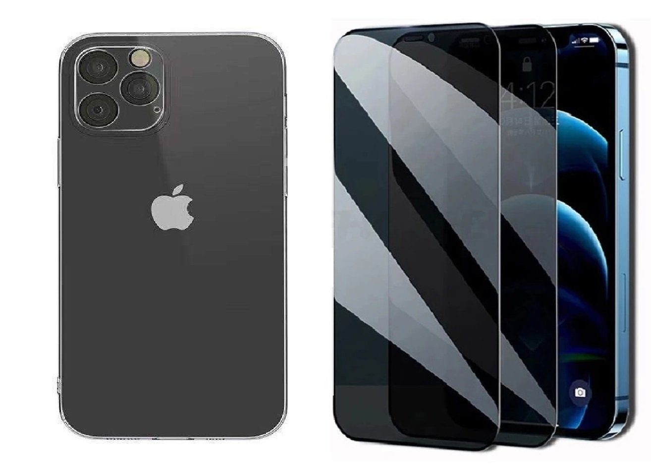 OLi Sichtschutzfolie Transparente Silikon Hülle mit Sichtschutzglas für IPhone 11 Pro, (Spar Set, 1-St., Privacy), mit Kamera Schutz 5,8 Zoll, Stoßfeste TPU Silikon & Displayschutz