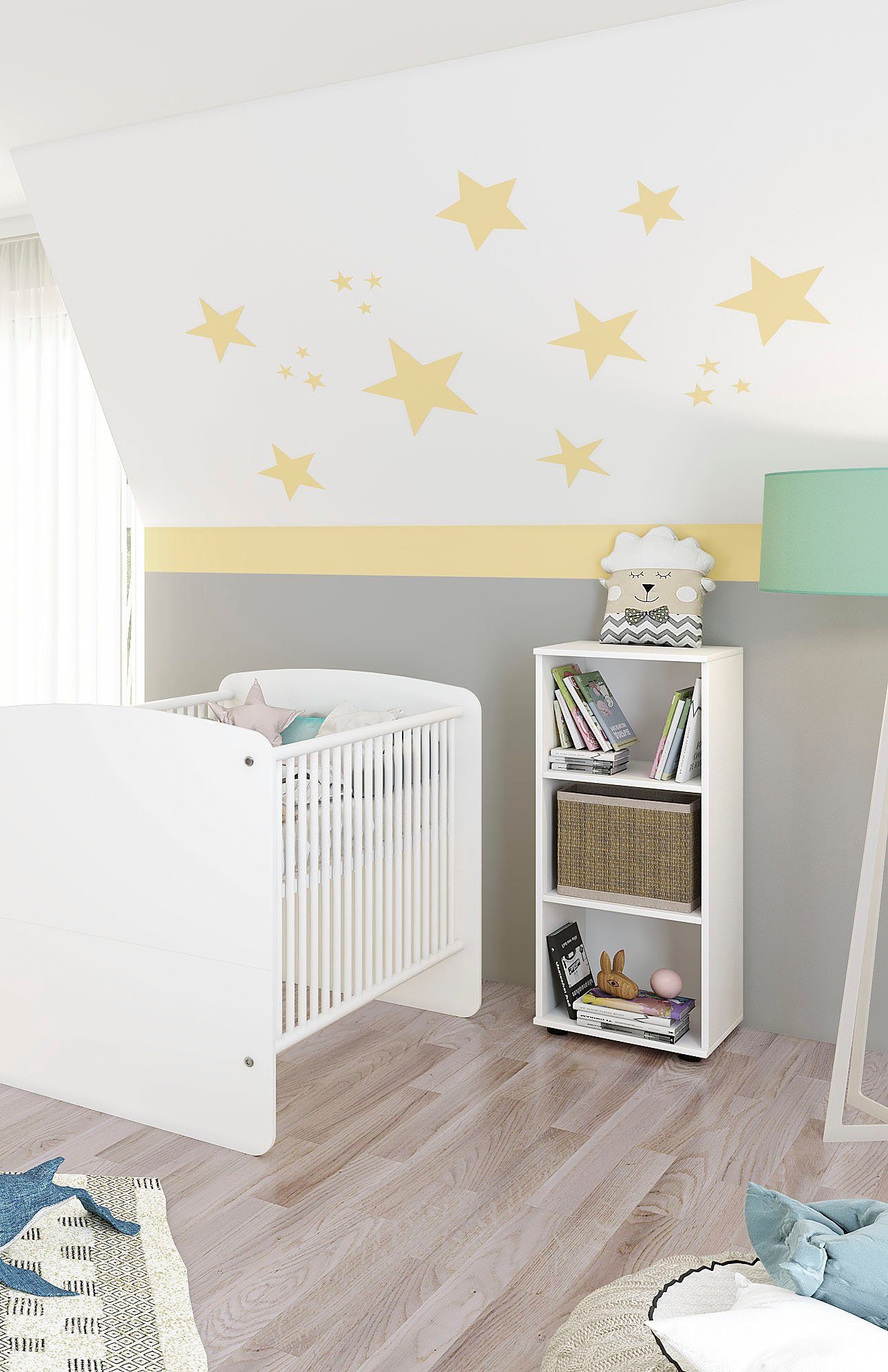 Lüttenhütt Kinderregal Luna Hanna, Standregal mit 3 geräumigen Fächern, verstellbaren Böden