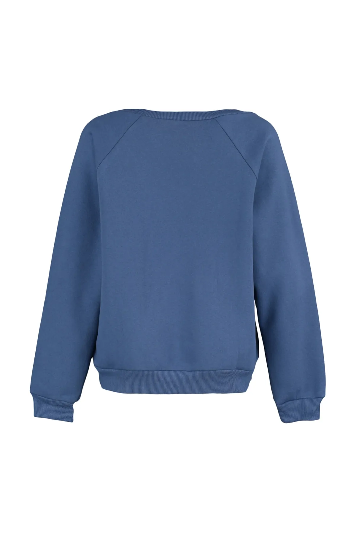Trendyol Collection  Indigo Boat V-Ausschnitt Basic Dickes Fleece Innen Gestricktes Sweatshirt TWOAW23SW00184