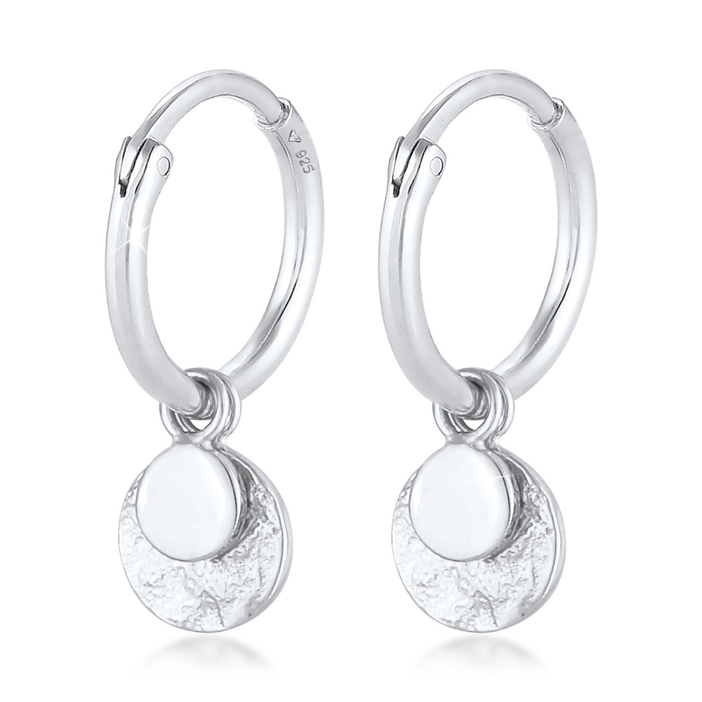 Elli Elli Boucles d'Oreilles Dames Creoles Plate Vintage Trend Blogger en argent sterl Boucles d'oreilles