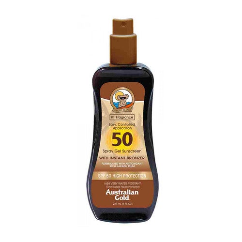 Australian Gold aerosola gela saules aizsargkrēms ar tūlītēju bronzeri SPF 50 237 ml