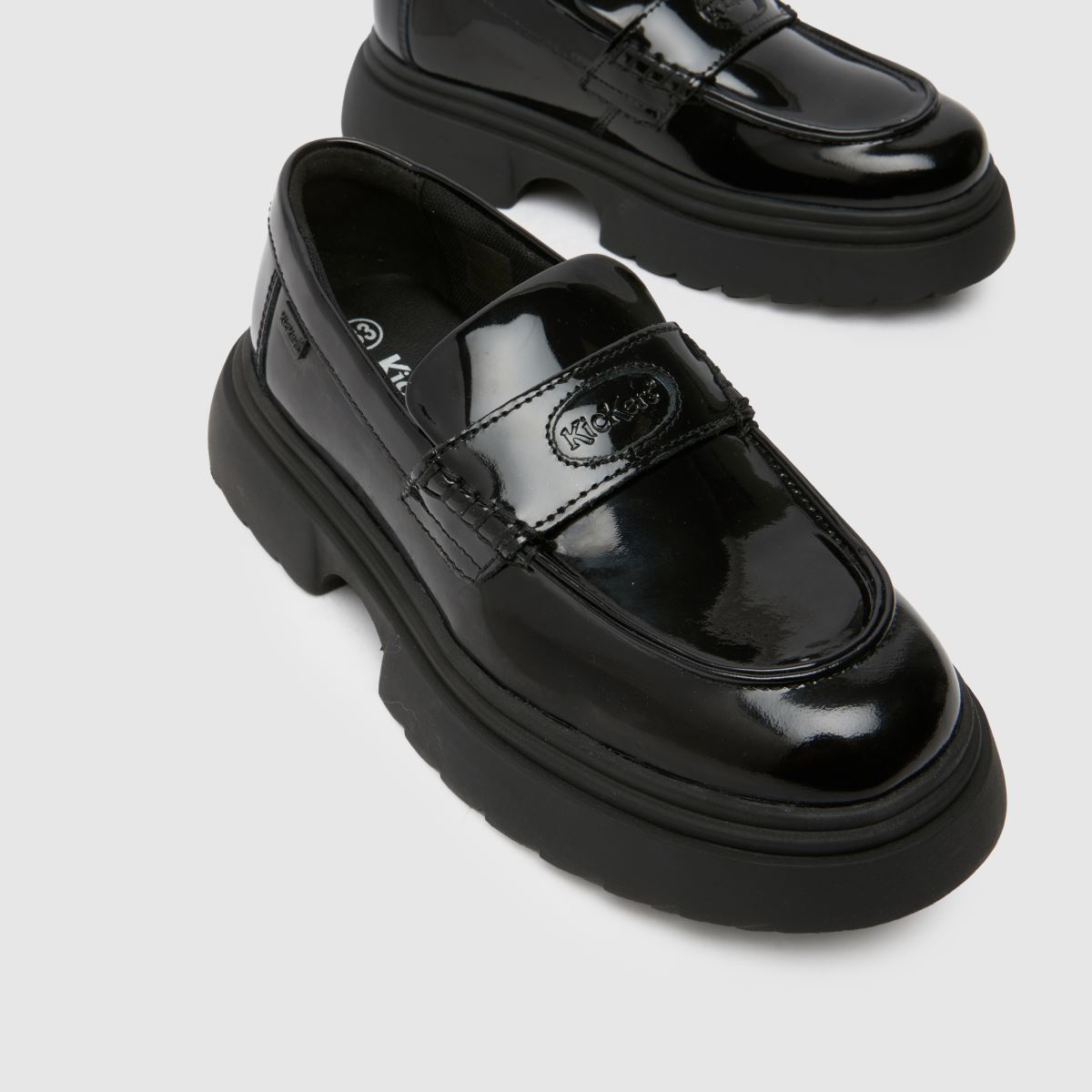 Kickers svarta Kenzi loafers för flickor och juniorer