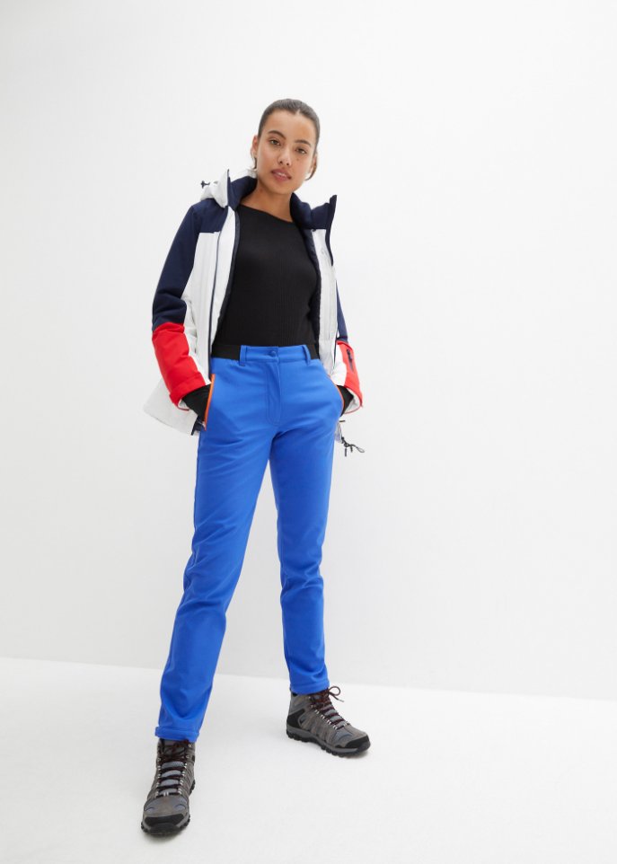 Wasserabweisende Funktionshose aus Softshell mit Komfortbund, gerade geschnitten