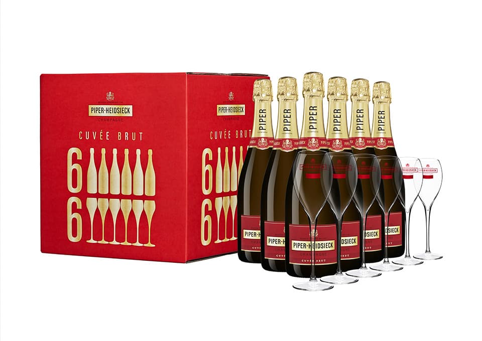 Champagne AOC Cuvée Brut Piper-Heidsieck 6 bouteilles de 0,75 ℓ, Em...