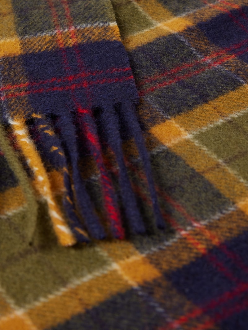 Schal aus Lanawolle mit Tartan-Muster in marineblau