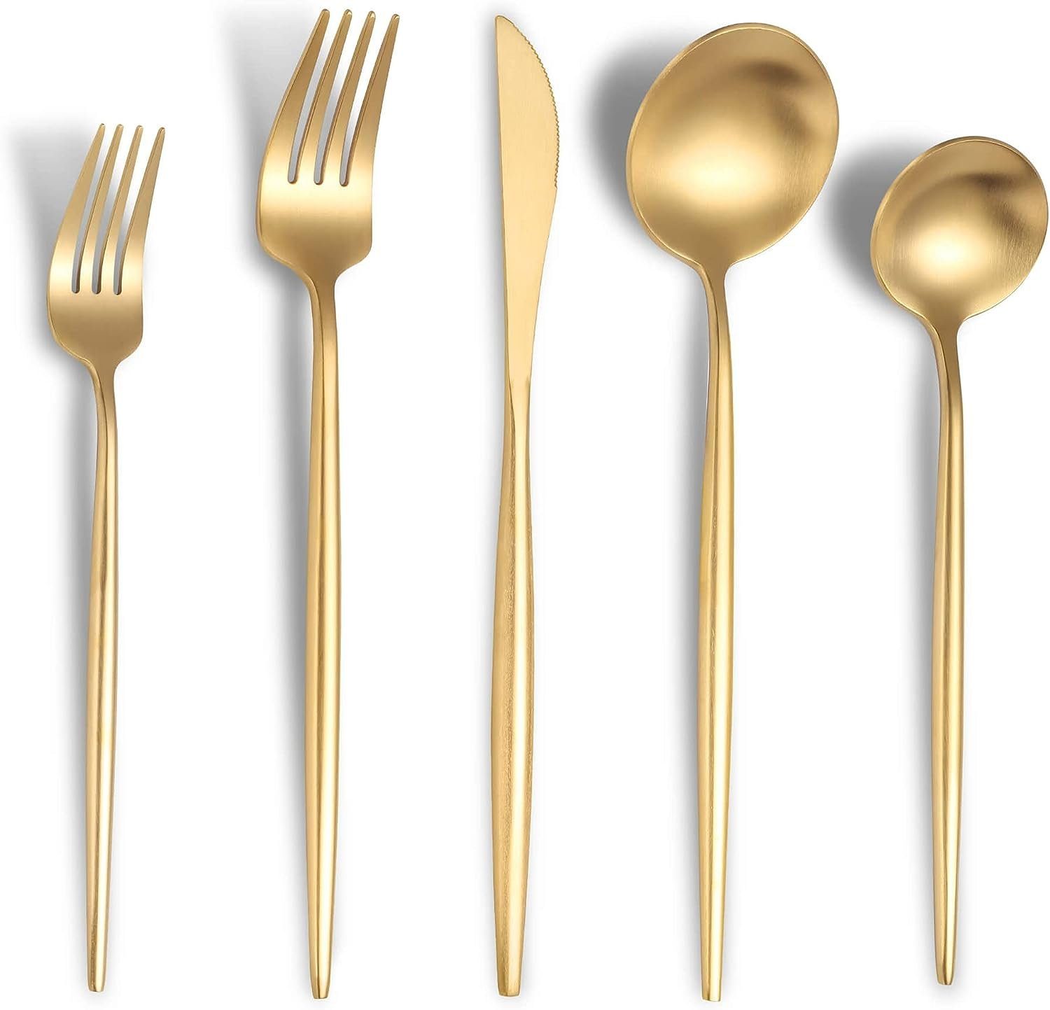 Home safety Besteck-Set 60 teilig Edelstahl Besteckset 12Personen Gold Essbesteck Set