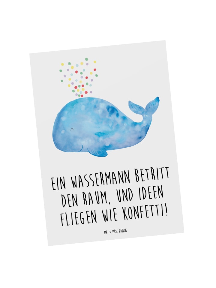 Mr. & Mrs. Panda Postkarte Wassermann Ideenflug mit Spruch in Weiß günstig kaufen onesize